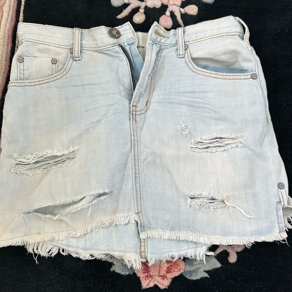 Distressed Mini Denim Skirt